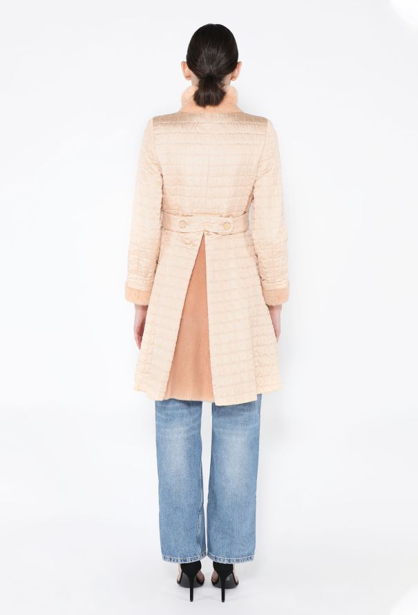 Chanel RARE F/W 2001 Fur Trim Silk Peacoat - 6