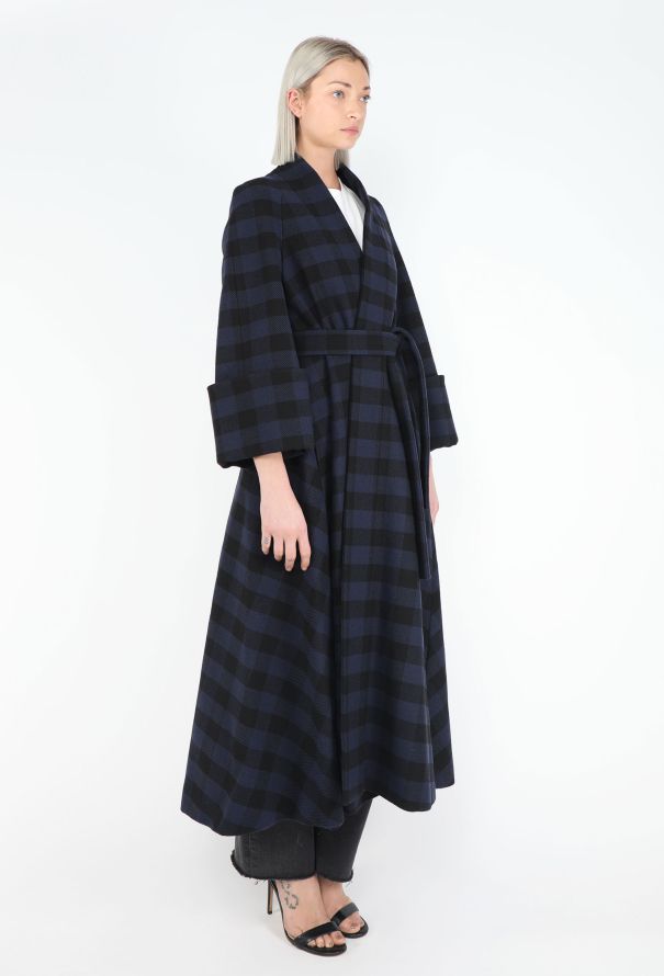Dior F/W 2017 Checkered Belted Robe Coat - 5