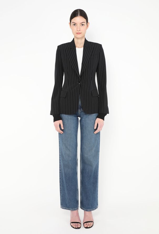 Jean Paul Gaultier Pinstripe Graphic Cuff Blazer - 4