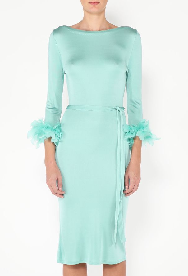 Prada Organzine Feather Trim Dress - 2 Prada Organzine Feather Trim Dress - 2