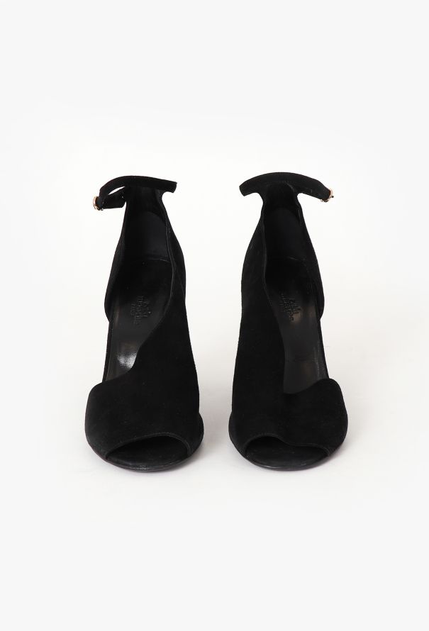Hermès Sculpted Suede Block Heels - 3 Hermès Sculpted Suede Block Heels - 3