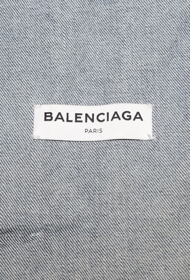 Balenciaga Distressed Logo Denim Jacket - 7 Balenciaga Distressed Logo Denim Jacket - 7