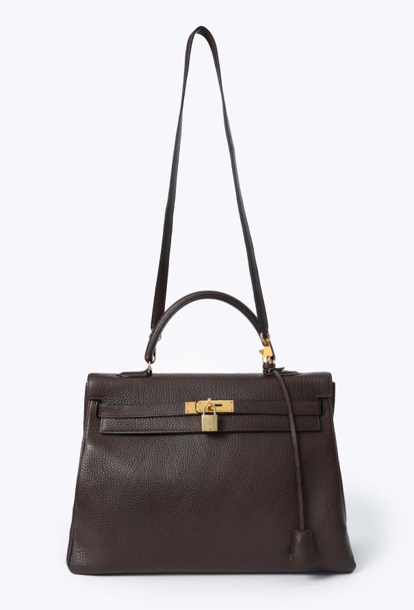 Hermès Vintage Marron Togo Kelly Retourné 35 - 2