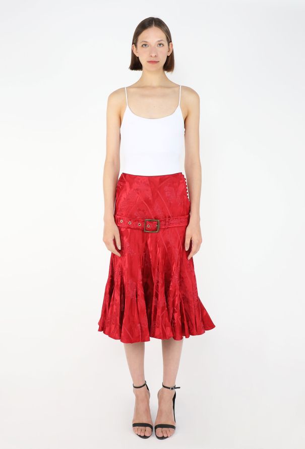 John Galliano 2002 Drop-Waist Jacquard Skirt - 1