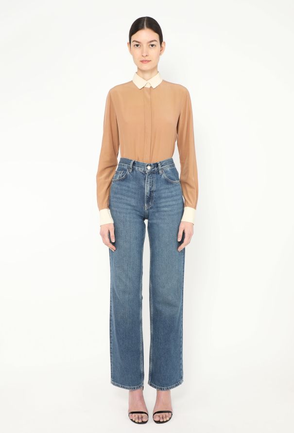 Céline Classic Bicolor Silk Blouse - 2