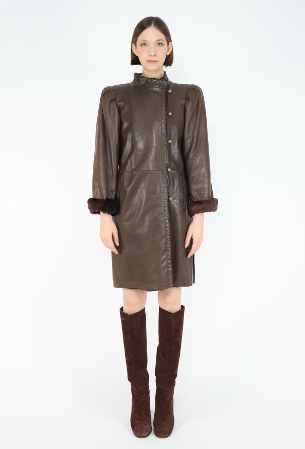 Saint Laurent Vintage Shearling-lined Leather Coat - 2