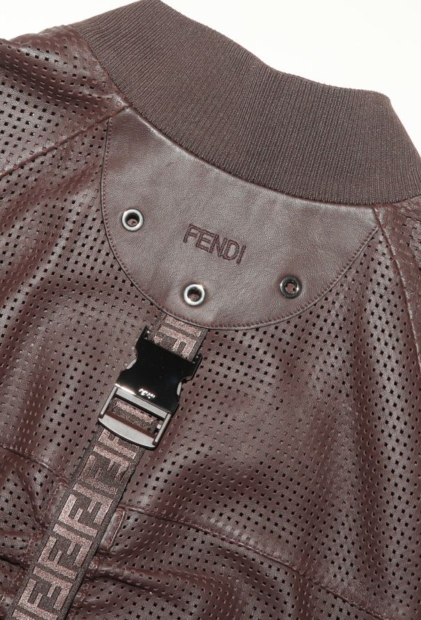 Fendi S/S 2019 Perforated Leather Bomber Jacket - 8 Fendi S/S 2019 Perforated Leather Bomber Jacket - 8