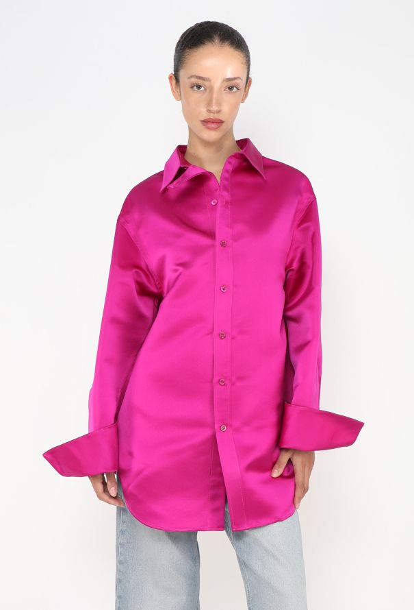 Balenciaga S/S 2019 Oversized Satin Shirt - 1