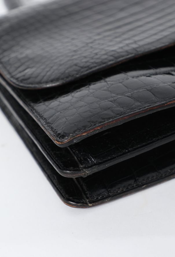 Hermès Vintage Black Porosus Ring Bag - 10