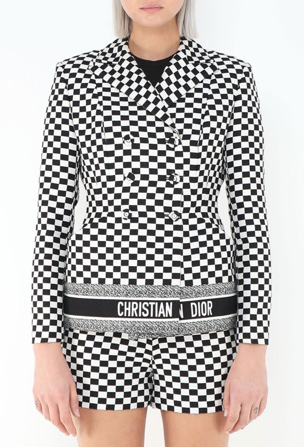 Dior S/S 2018 Checkered Bar Jacket Ensemble - 5