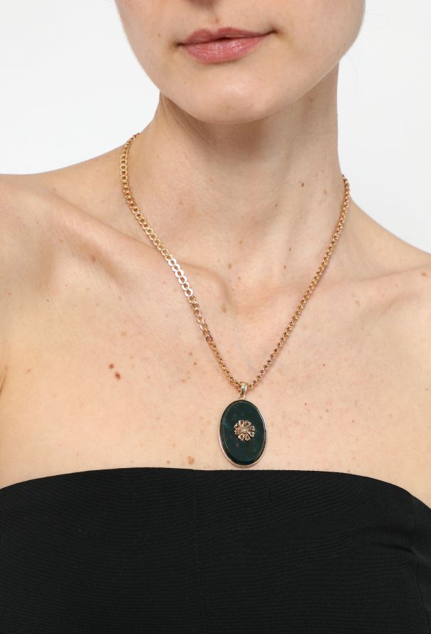 Vintage Fine Jewelry Antique 18k Yellow Gold & Jaspe Sanguin Floral Necklace - 4 Vintage Fine Jewelry Antique 18k Yellow Gold & Jaspe Sanguin Floral Necklace - 4