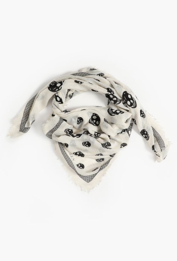 Alexander McQueen Bicolor Skull Print Scarf - 3