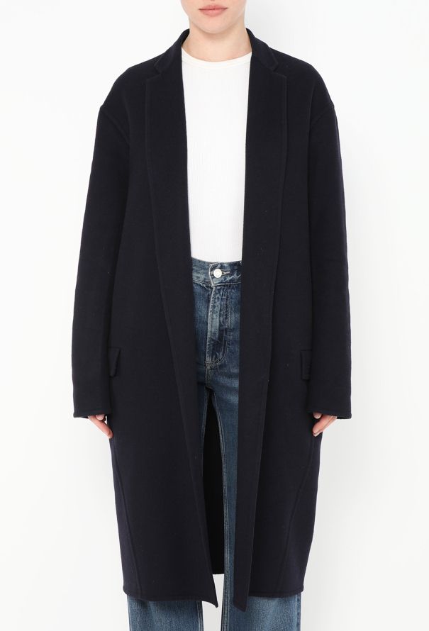 Céline Navy Cashmere Cocoon Coat - 2