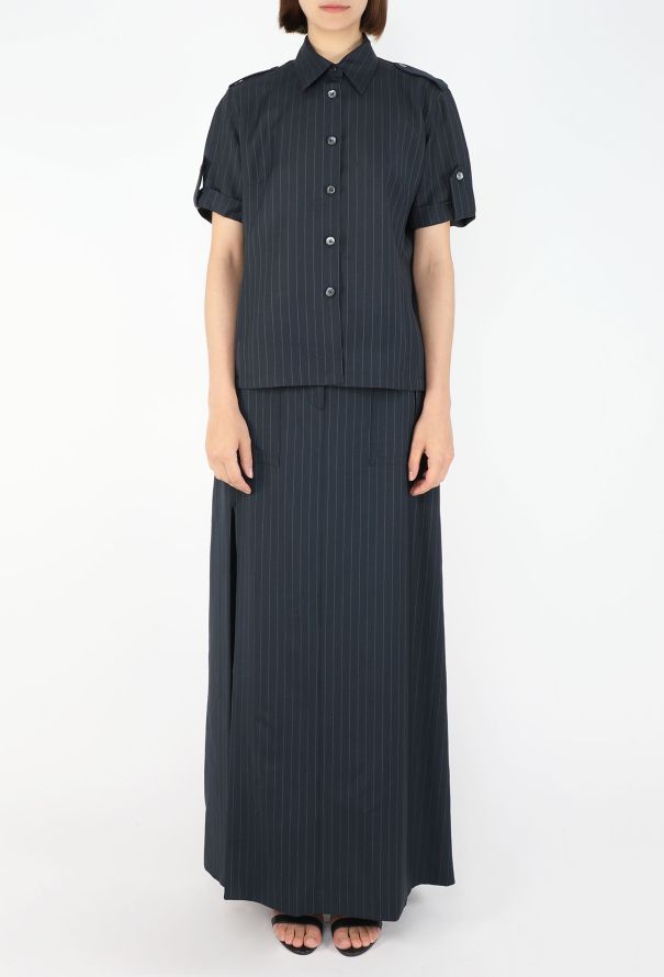 Gucci 1996 Pinstripe Maxi Skirt Ensemble - 5