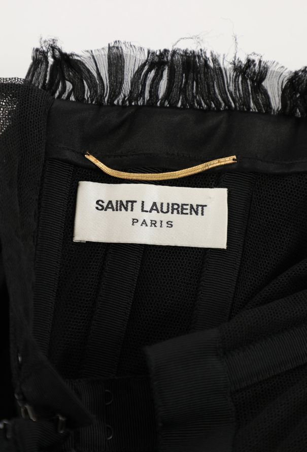 Saint Laurent 2019 Velvet & Chiffon Bustier Top - 7