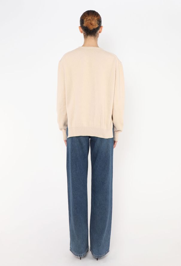 Céline Beige Cashmere Knit Triomphe Sweater - 4