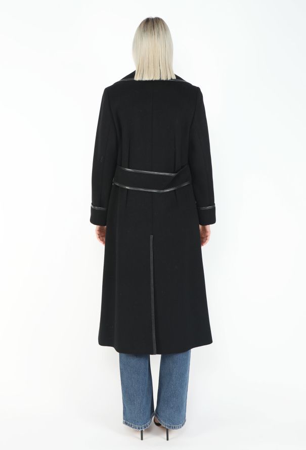 Hermès '70s Tailored Leather Trim Coat - 5