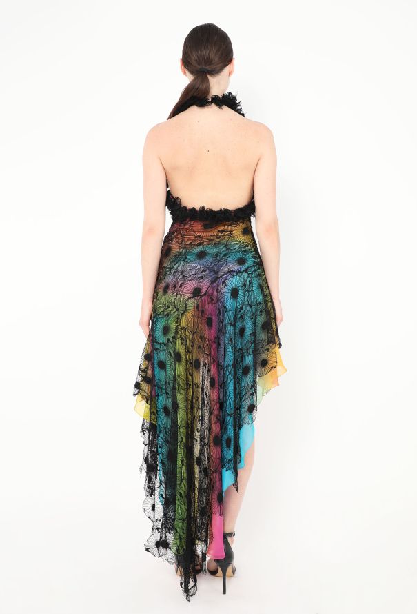 Christian Lacroix Couture 2005 Asymmetrical Lace Overlay Dress - 4