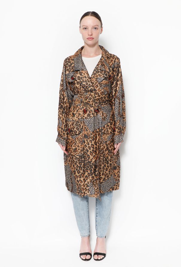 Saint Laurent 1992 Leopard Print Belted Trench - 1