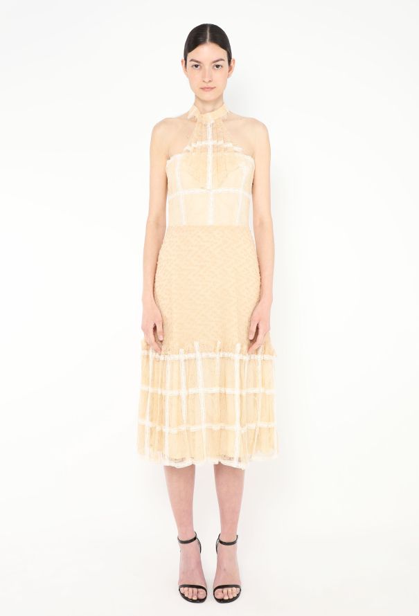 Rodarte Ruffled Lace Halter Dress - 1