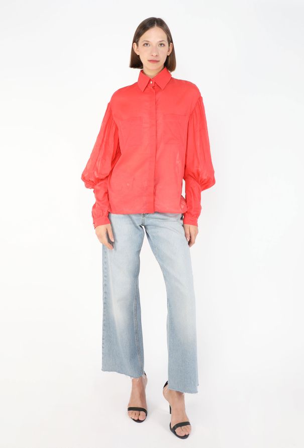 Chanel Coral Cotton Voile Blouse - 2