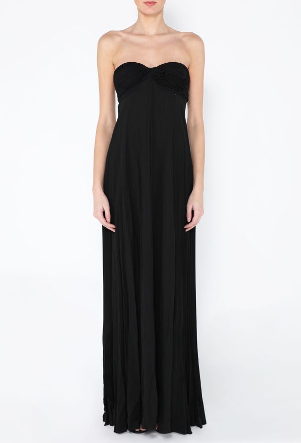 Crêpe Pleated Strapless Gown - 3