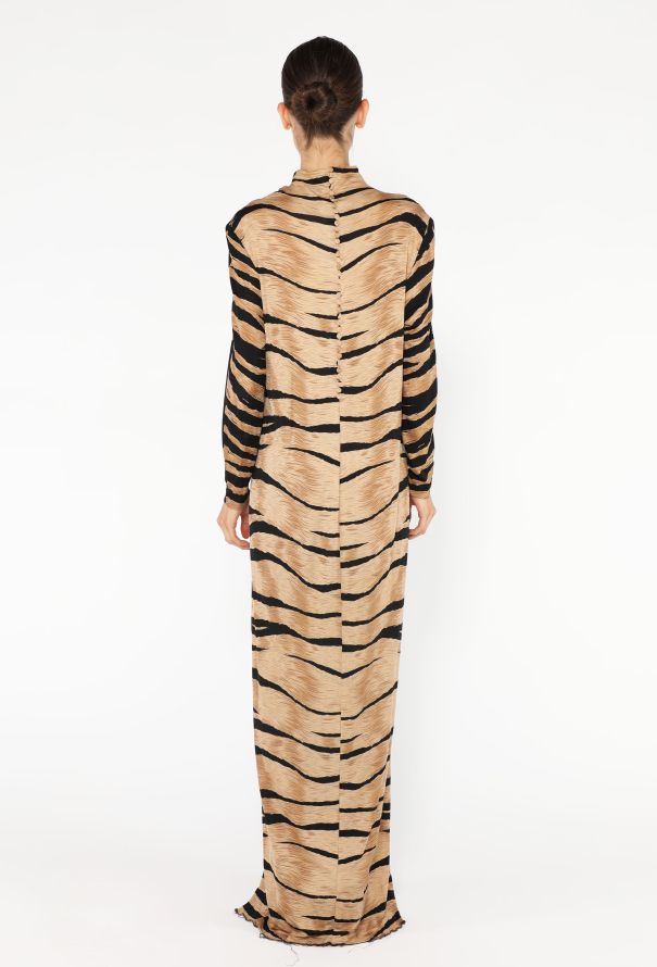'70s Tiger Printed Overlay Dress - 6