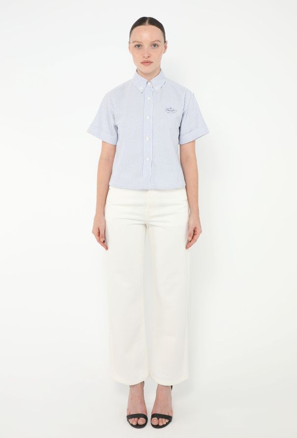 Prada 2022 Pinstripe Emblem Shirt - 3