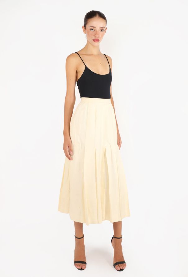 Chanel Vintage Pleated Linen Skirt - 2