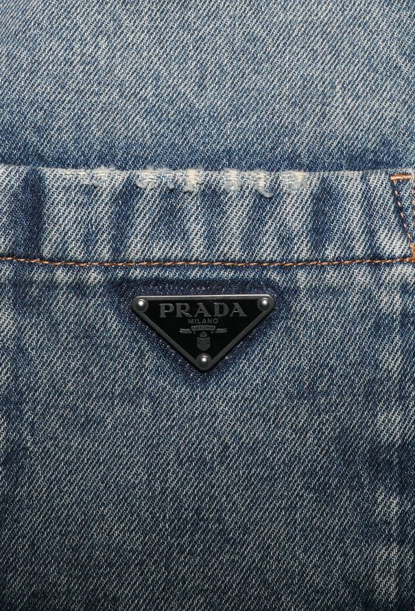 Prada 2023 Logo Denim Shift Dress - 7