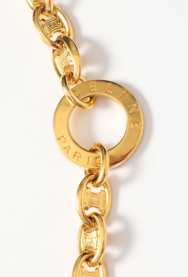 Céline 1991 Embossed Triomphe Chainlink Belt - 2 Céline 1991 Embossed Triomphe Chainlink Belt - 2