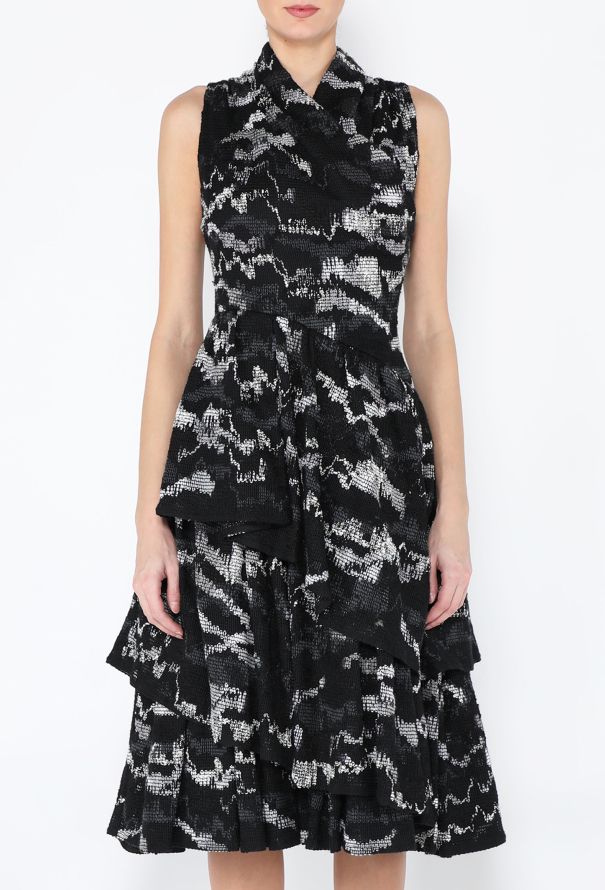 Chanel F/W 2019 Open-Back Ruffled Tweed Dress - 4