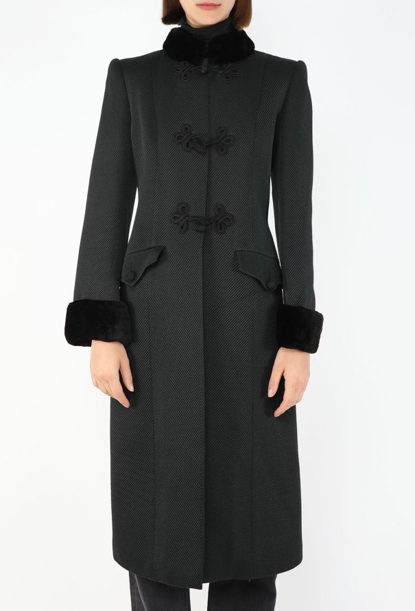 Valentino Vintage Fur Trim Toggle Coat - 3