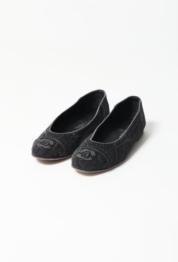 Chanel Shoes, Dark Denim Ballet Flats (size 38)