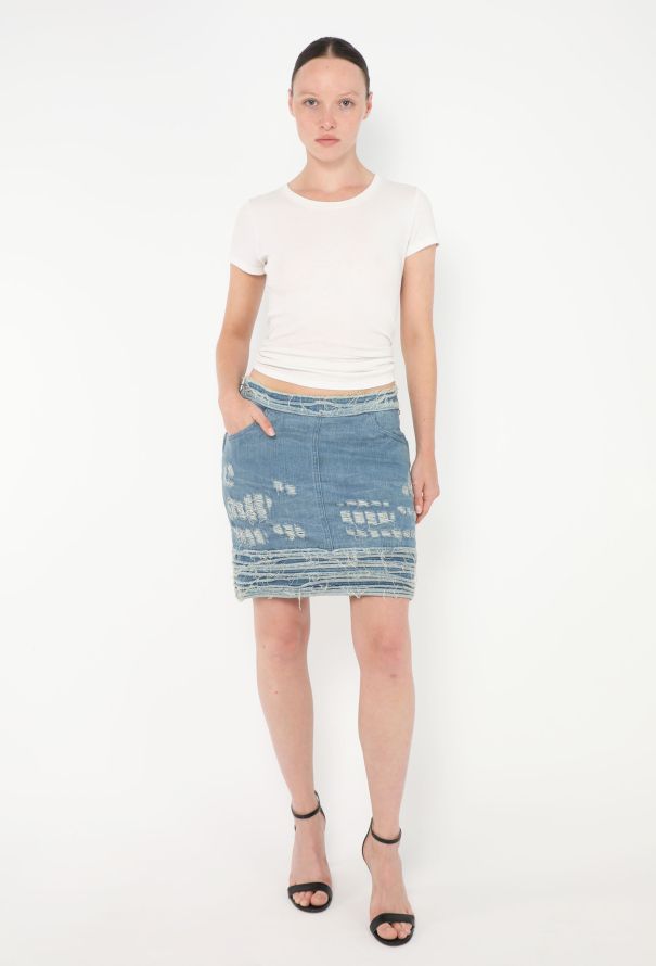 Chanel F/W 2008 Distressed Denim Skirt - 4 Chanel F/W 2008 Distressed Denim Skirt - 4