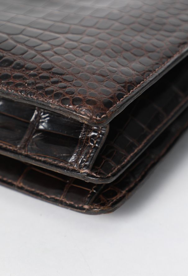 Hermès Rare 1960s Marron Porosus Vasco Bag - 10