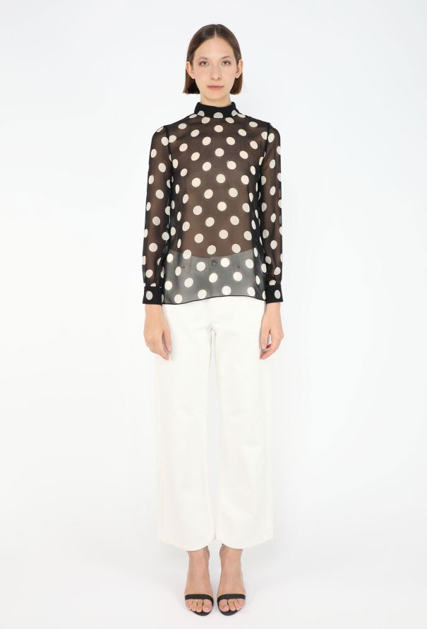 Céline Polka-Dot Georgette Blouse - 5