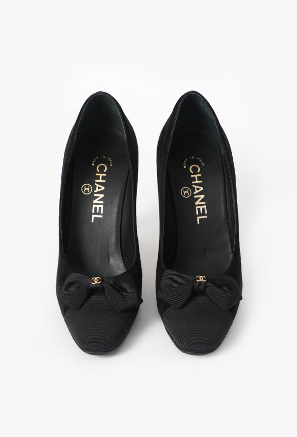 Chanel Suede Grosgrain Bow Pump - 2