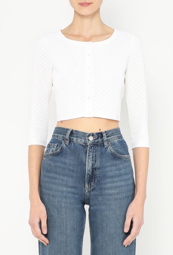 Alaïa Lattice Cropped Cardigan Top - 1