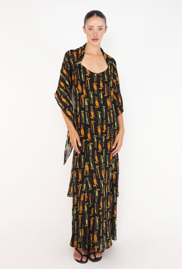 Printed Camisole Maxi Dress, 1970s - 3