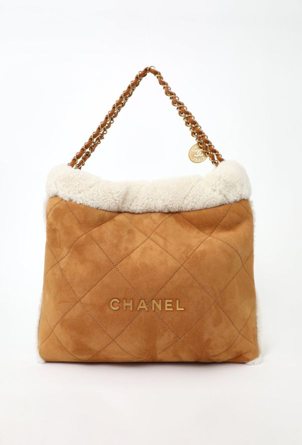 Chanel 2023 Shearling Suede 22 Hobo Bag - 1
