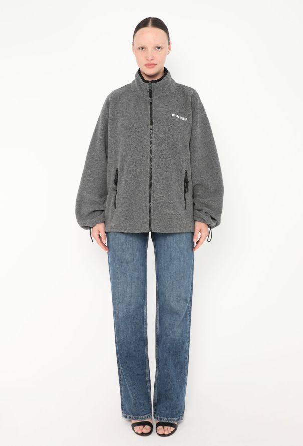 F/W 2024 Oversized Fleece Logo Jacket - Miu Miu | Authentic