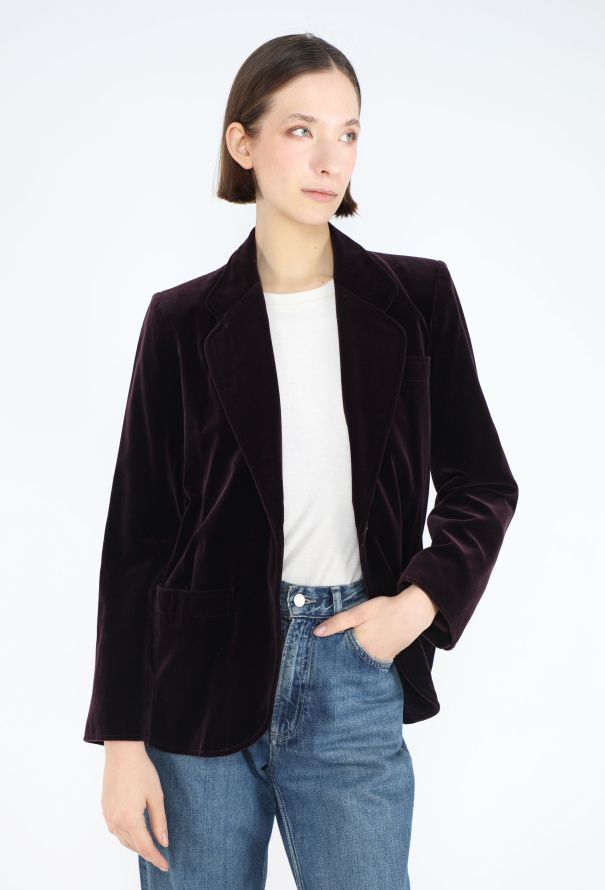 Saint Laurent '70s Burgundy Velvet Blazer - 4