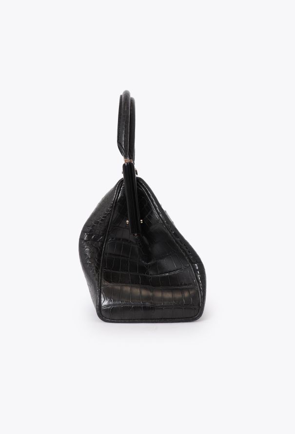 Perrin Black Crocodile Bag - 5