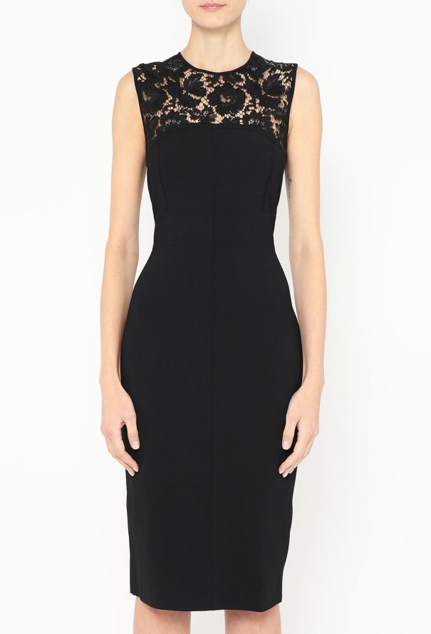 Valentino Guipure Trim Bodycon Dress - 2