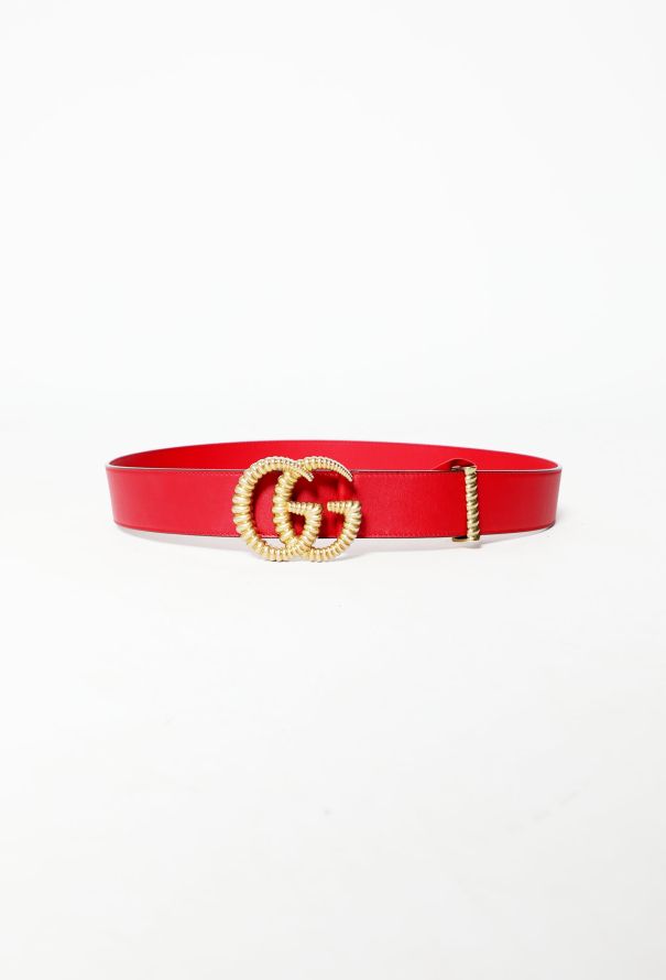 Red Gucci belt Gold buckle