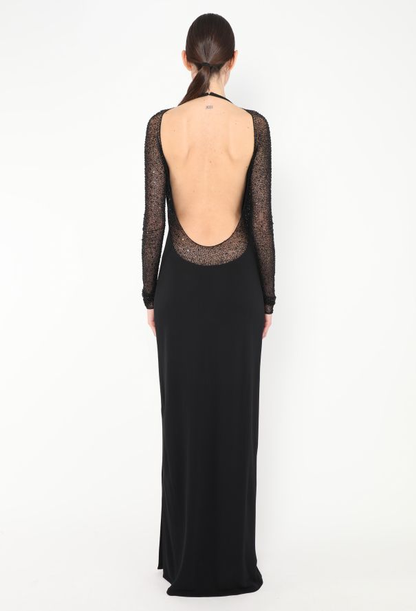 Halston RARE Vintage Beaded Open-Back Gown - 4