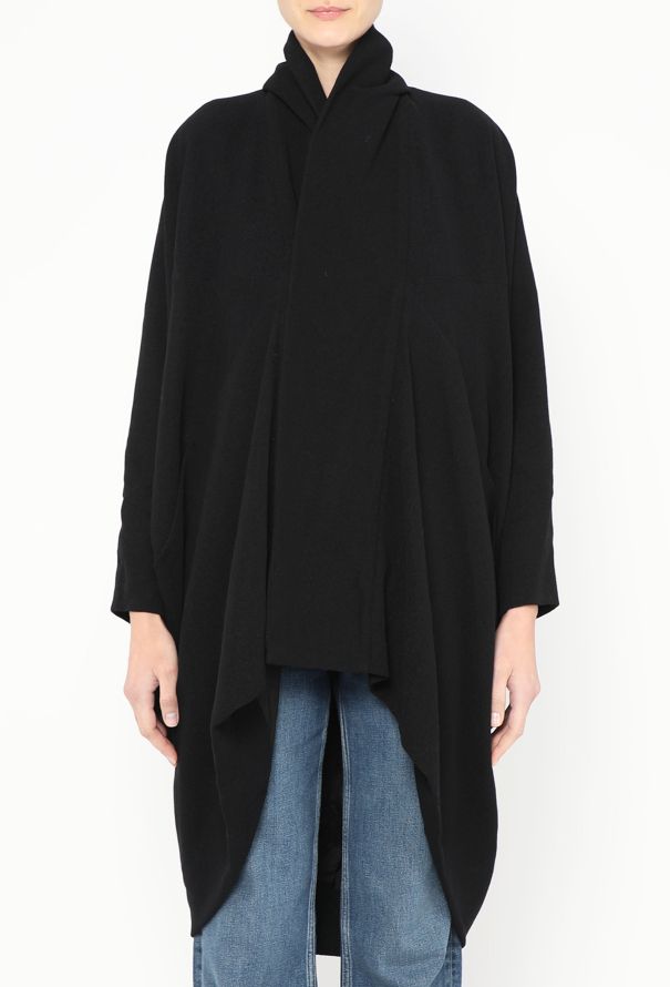 Rick Owens Draped Crêpe Shawl Coat - 2 Rick Owens Draped Crêpe Shawl Coat - 2