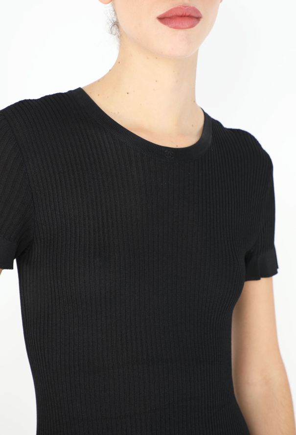 Chanel 1997 Ribbed 'CC' Bodycon Dress - 4