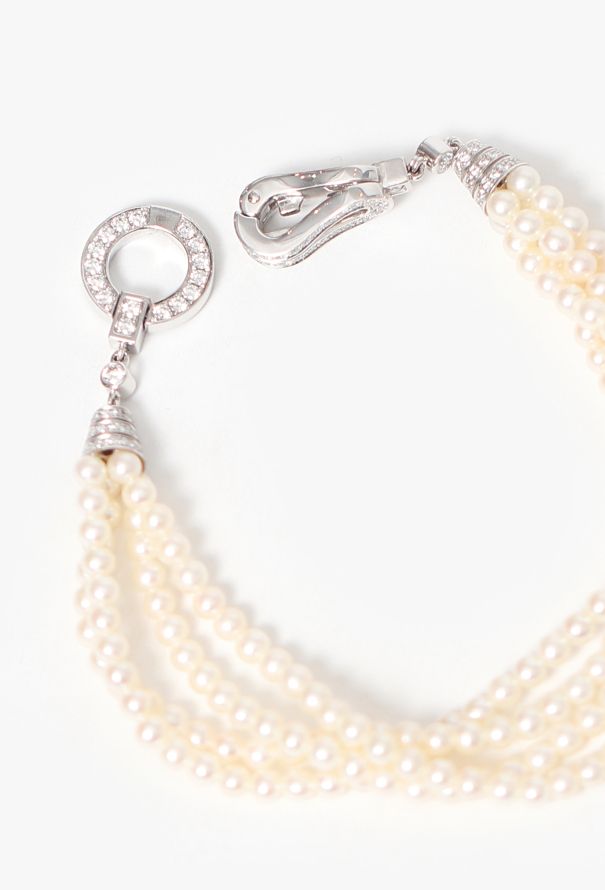 Cartier Agrafe Diamond and Pearl Bracelet - 4